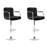 NNEDSZ Set of 2 Bar Stools Gas lift Swivel Armrests - Steel and Black
