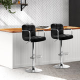 NNEDSZ Set of 2 Bar Stools Gas lift Swivel Armrests - Steel and Black