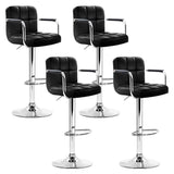 NNEDSZ Set of 4 Bar Stools Gas lift Swivel Armrests - Steel and Black