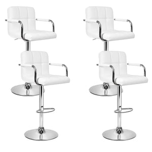 NNEDSZ Set of 4 Bar Stools Gas lift Swivel - Steel and White