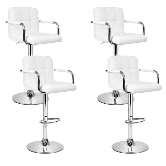 NNEDSZ Set of 4 Bar Stools Gas lift Swivel - Steel and White