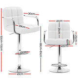 NNEDSZ Set of 4 Bar Stools Gas lift Swivel - Steel and White