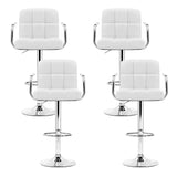 NNEDSZ Set of 4 Bar Stools Gas lift Swivel - Steel and White
