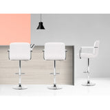 NNEDSZ Set of 4 Bar Stools Gas lift Swivel - Steel and White