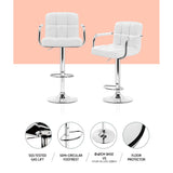 NNEDSZ Set of 4 Bar Stools Gas lift Swivel - Steel and White