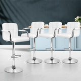 NNEDSZ Set of 4 Bar Stools Gas lift Swivel - Steel and White