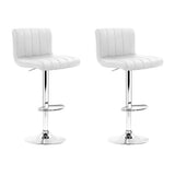 NNEDSZ Set of 2 Line Style PU Leather Bar Stools - White
