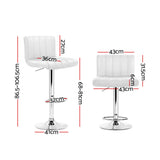 NNEDSZ Set of 2 Line Style PU Leather Bar Stools - White