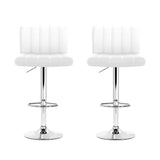 NNEDSZ Set of 2 Line Style PU Leather Bar Stools - White