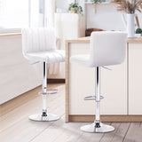 NNEDSZ Set of 2 Line Style PU Leather Bar Stools - White