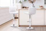 NNEDSZ Set of 2 Line Style PU Leather Bar Stools - White