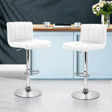 NNEDSZ Set of 2 Line Style PU Leather Bar Stools - White