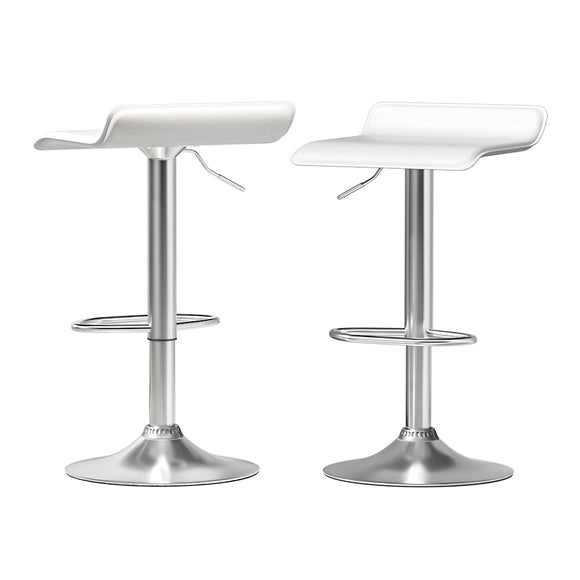 NNEDSZ Bar Stools Kitchen Stool Chairs Dining Gas Lift PU Leather White x2