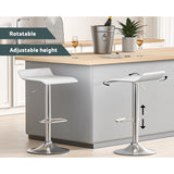NNEDSZ Bar Stools Kitchen Stool Chairs Dining Gas Lift PU Leather White x2