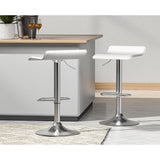 NNEDSZ Bar Stools Kitchen Stool Chairs Dining Gas Lift PU Leather White x2