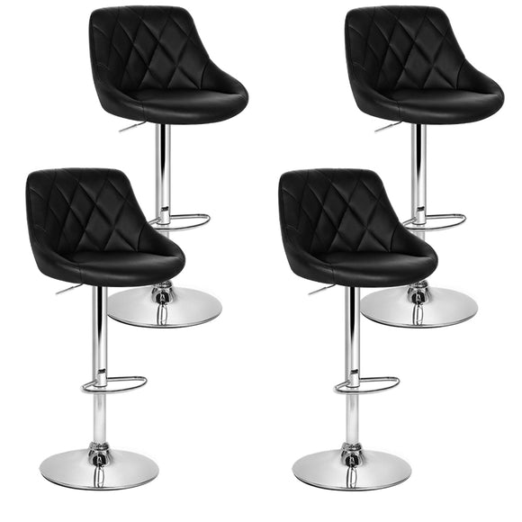 NNEDSZ Set of 4 Bar Stools PU Leather Diamond Style - Black