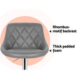 NNEDSZ Set of 2 Bar Stools PU Leather Diamond Style - Grey