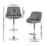 NNEDSZ Set of 4 Bar Stools PU Leather Diamond Style - Grey