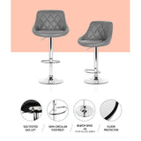 NNEDSZ Set of 4 Bar Stools PU Leather Diamond Style - Grey