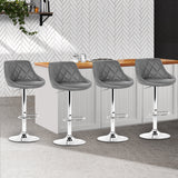 NNEDSZ Set of 4 Bar Stools PU Leather Diamond Style - Grey