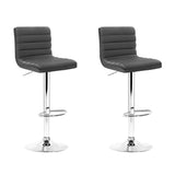 NNEDSZ  Set of 2 PU Leather Lined Pattern Bar Stools- Grey and Chrome