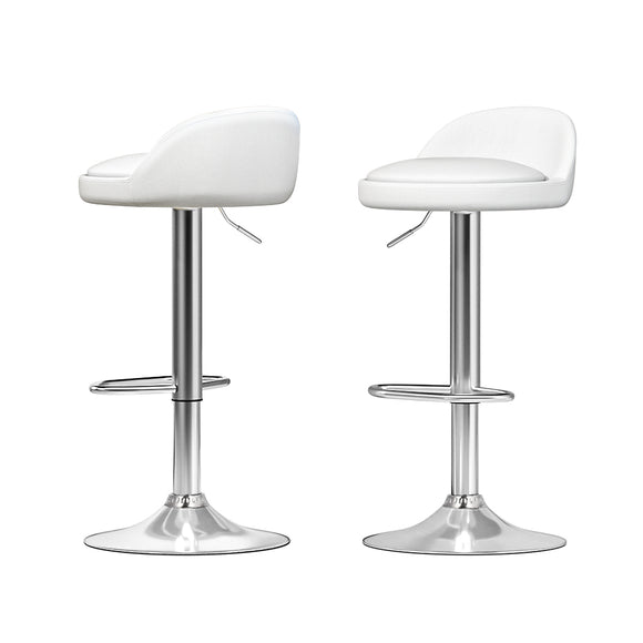 NNEDSZ Bar Stools Kitchen Stool Chairs Dining Gas Lift Swivel Leather White x2