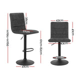 NNEDSZ Set of 2 Bar Stools PU Leather Smooth Line Style - Grey and Black