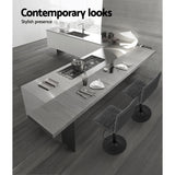 NNEDSZ Set of 2 Bar Stools PU Leather Smooth Line Style - Grey and Black