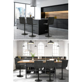 NNEDSZ Set of 2 Bar Stools PU Leather Smooth Line Style - Grey and Black