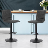 NNEDSZ Set of 2 Bar Stools PU Leather Smooth Line Style - Grey and Black
