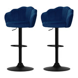 NNEDSZ Set of 2 Bar Stools Kitchen Stool Swivel Chair Gas Lift Velvet Chairs Blue Nessah