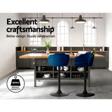 NNEDSZ Set of 2 Bar Stools Kitchen Stool Swivel Chair Gas Lift Velvet Chairs Blue Nessah