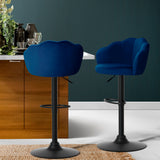 NNEDSZ Set of 2 Bar Stools Kitchen Stool Swivel Chair Gas Lift Velvet Chairs Blue Nessah