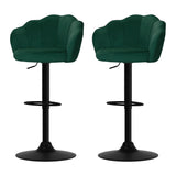 NNEDSZ Set of 2 Bar Stools Kitchen Stool Swivel Chair Gas Lift Velvet Chairs Green Nessah