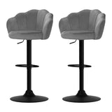 NNEDSZ Set of 2 Bar Stools Kitchen Stool Swivel Chair Gas Lift Velvet Chairs Grey Nessah