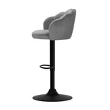 NNEDSZ Set of 2 Bar Stools Kitchen Stool Swivel Chair Gas Lift Velvet Chairs Grey Nessah
