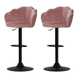 NNEDSZ Set of 2 Bar Stools Kitchen Stool Swivel Chair Gas Lift Velvet Chairs Pink Nessah