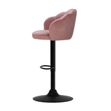 NNEDSZ Set of 2 Bar Stools Kitchen Stool Swivel Chair Gas Lift Velvet Chairs Pink Nessah