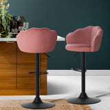 NNEDSZ Set of 2 Bar Stools Kitchen Stool Swivel Chair Gas Lift Velvet Chairs Pink Nessah