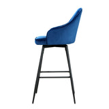 NNEDSZ Set of 2 Bar Stools Kitchen Stool Dining Chairs Velvet Chair Barstool Blue Mesial