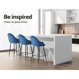 NNEDSZ Set of 2 Bar Stools Kitchen Stool Dining Chairs Velvet Chair Barstool Blue Mesial