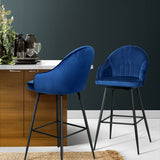 NNEDSZ Set of 2 Bar Stools Kitchen Stool Dining Chairs Velvet Chair Barstool Blue Mesial