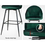 NNEDSZ Set of 2 Bar Stools Kitchen Stool Dining Chairs Velvet Chair Barstool Green Mesial