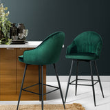 NNEDSZ Set of 2 Bar Stools Kitchen Stool Dining Chairs Velvet Chair Barstool Green Mesial