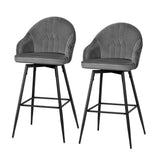 NNEDSZ Set of 2 Bar Stools Kitchen Stool Dining Chairs Velvet Chair Barstool Grey Mesial