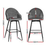 NNEDSZ Set of 2 Bar Stools Kitchen Stool Dining Chairs Velvet Chair Barstool Grey Mesial