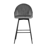 NNEDSZ Set of 2 Bar Stools Kitchen Stool Dining Chairs Velvet Chair Barstool Grey Mesial