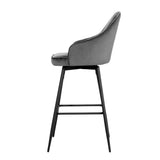 NNEDSZ Set of 2 Bar Stools Kitchen Stool Dining Chairs Velvet Chair Barstool Grey Mesial