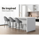 NNEDSZ Set of 2 Bar Stools Kitchen Stool Dining Chairs Velvet Chair Barstool Grey Mesial