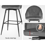 NNEDSZ Set of 2 Bar Stools Kitchen Stool Dining Chairs Velvet Chair Barstool Grey Mesial